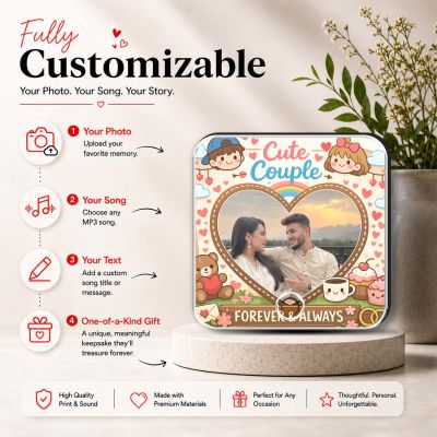 Personalized Musical Fridge Magnet Gift for Couples Custom Photo & Music Player Music Box Fridge Magnet